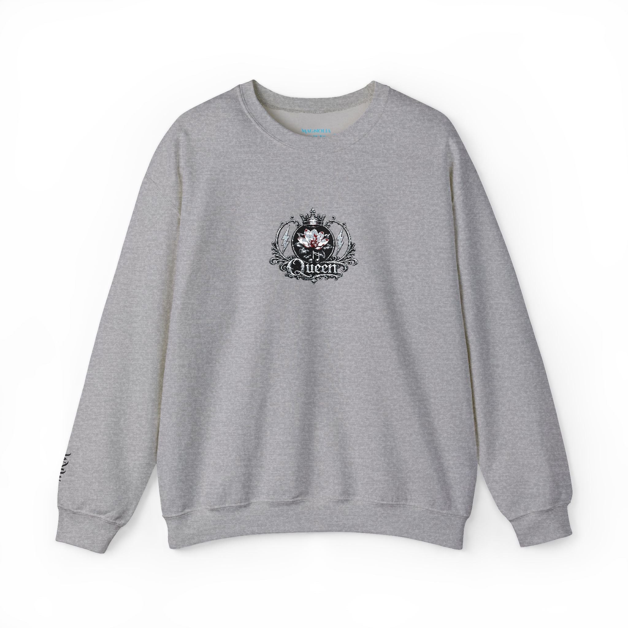 Queen - Floral Crest Crewneck Sweatshirt — Small Vintage Rose Emblem