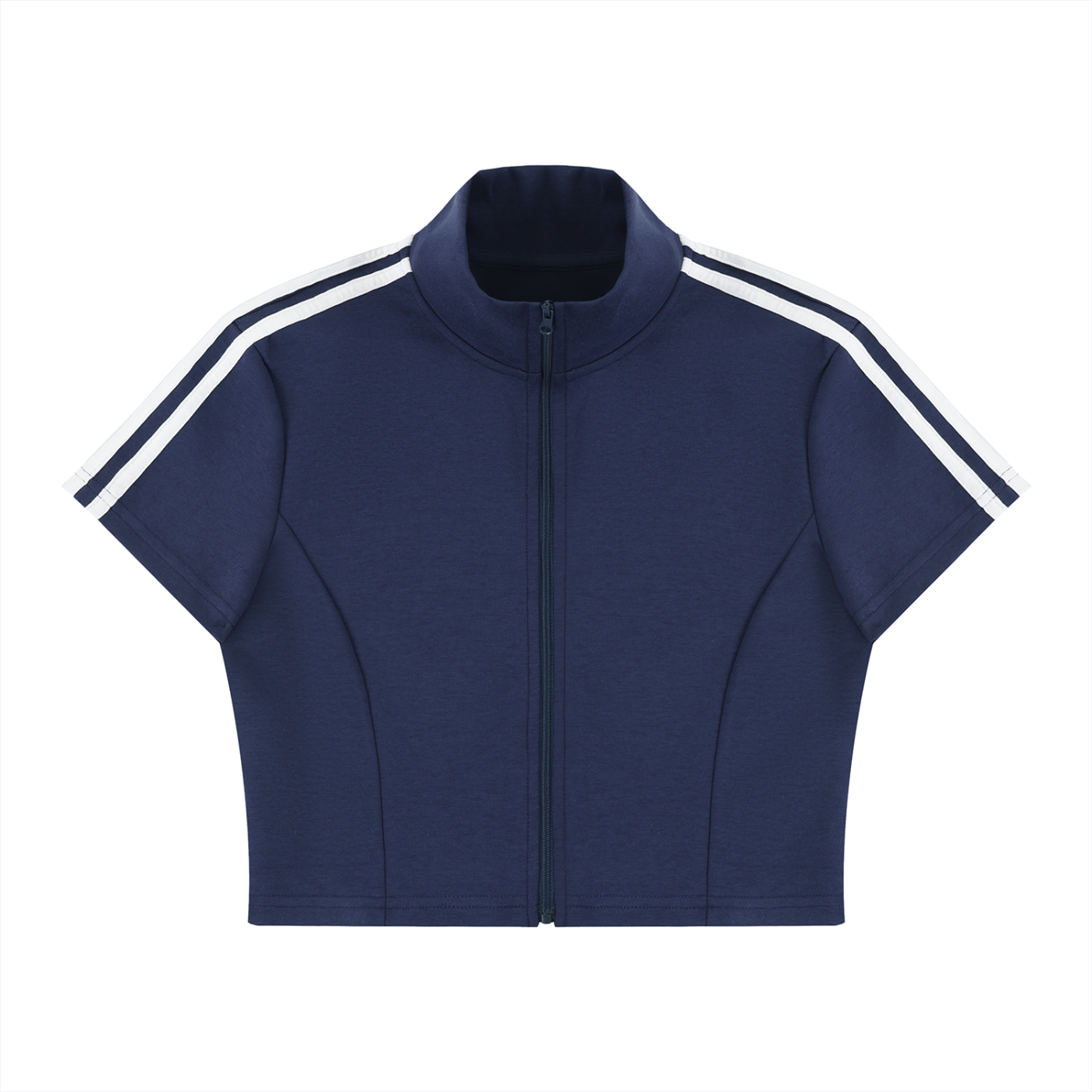 Women's Cropped Full Zip Short Sleeve T-Shirt
