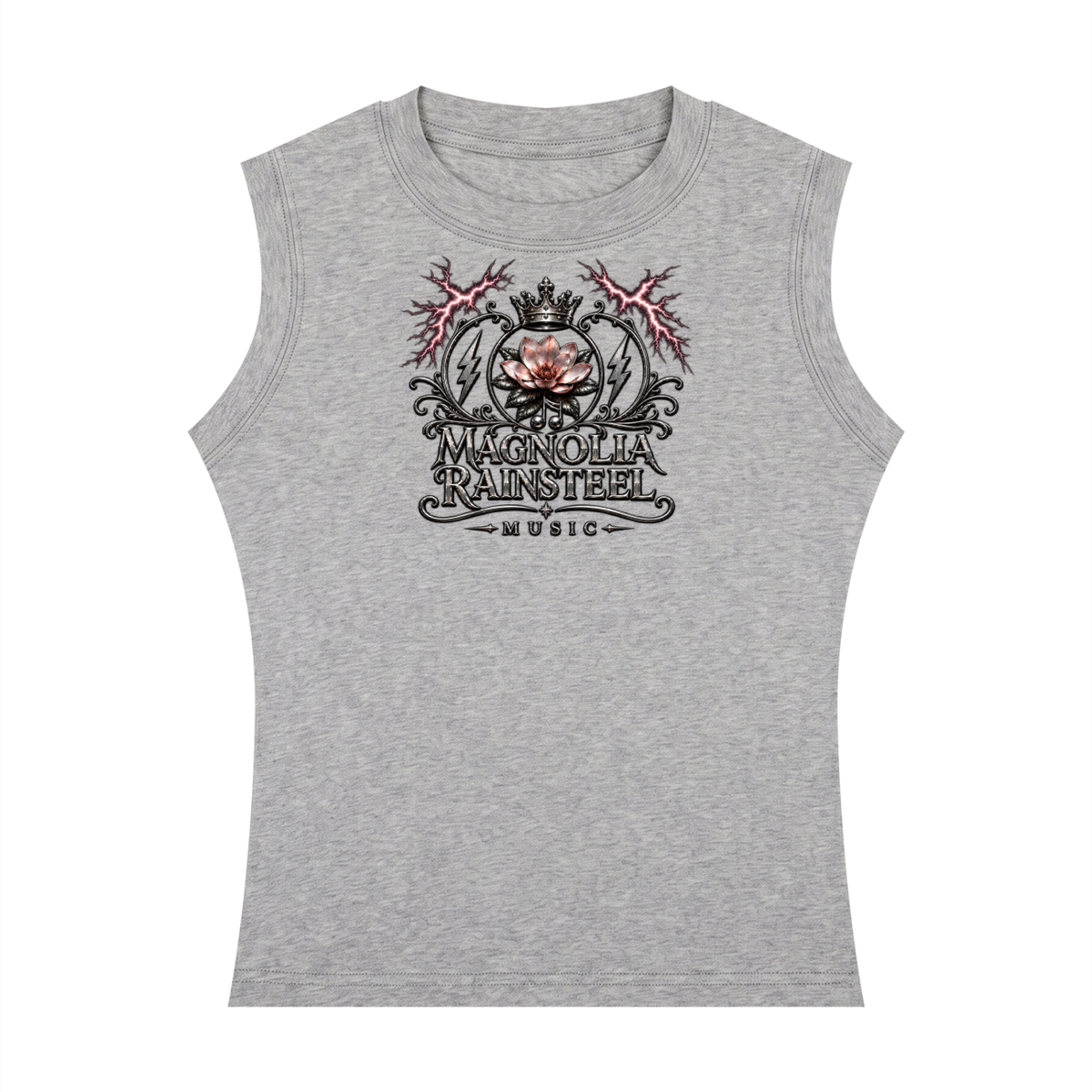 MagnoliaRainsteel,MagnoliaRainsteelMusic,WearYourCrown,MusicMerchandise,WomensTankTop,CrewneckTankTop,WomensFashion,MusicLogo,MagnoliaLogo,CrownLogo,SleevelessTop,CasualFashion,MusicLover,SummerTop
