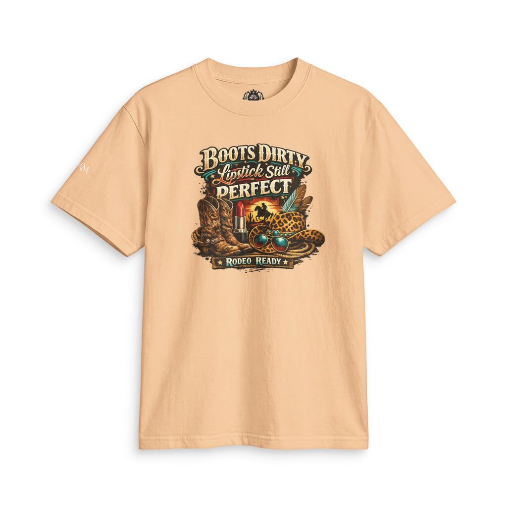Boots Dirty, Lipstick Still Perfect - Vintage Western Graphic T-Shirt - Magnolia Rainsteel Music Queen Collection