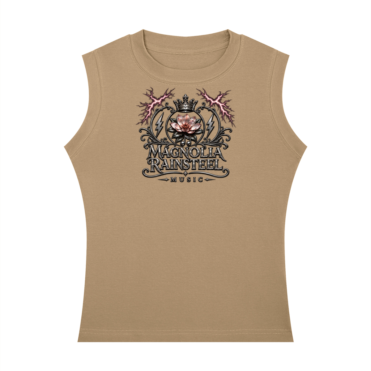 MagnoliaRainsteel,MagnoliaRainsteelMusic,WearYourCrown,MusicMerchandise,WomensTankTop,CrewneckTankTop,WomensFashion,MusicLogo,MagnoliaLogo,CrownLogo,SleevelessTop,CasualFashion,MusicLover,SummerTop